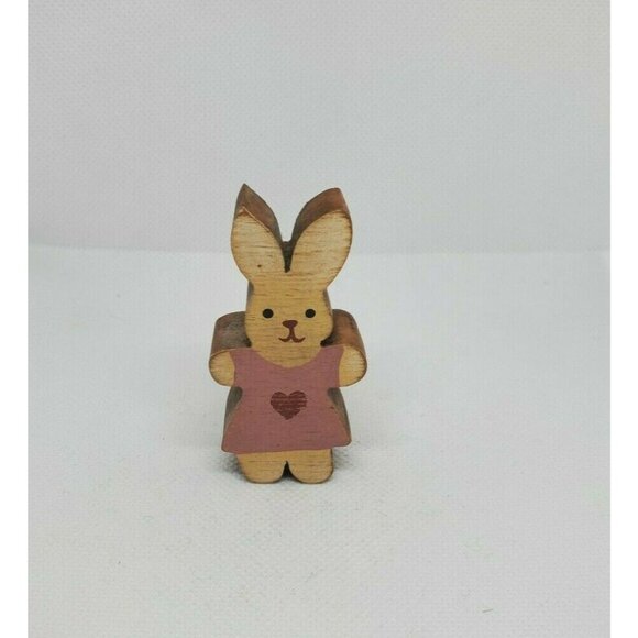 Vintage 1988 Pat Kudron Miniature Bunny Shelf Sitter – White & Pink with Heart - Picture 2 of 10